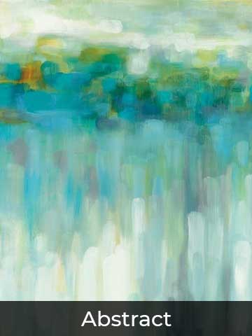 Abstract painting featuring soft, blurred strokes in shades of teal, green, and yellow, creating a tranquil and atmospheric design.